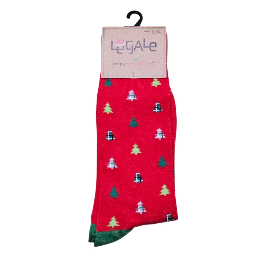 Legale Christmas Tree Crew Socks Mens 8-12